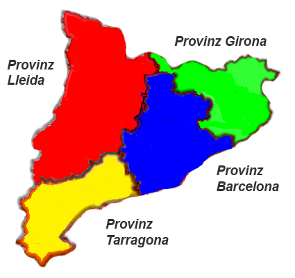 die vier Provinzen von Katalonien